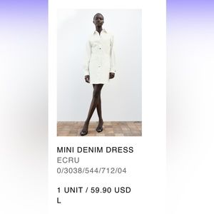 Zara White Denim Mini Dress